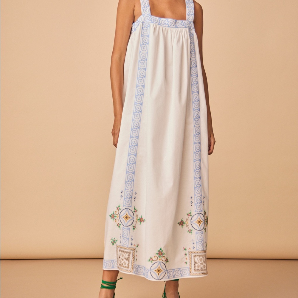 HUNTER BELL White and Blue Maxi Dress
